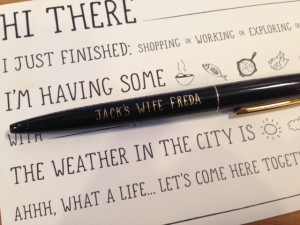 their card and pen very cute font