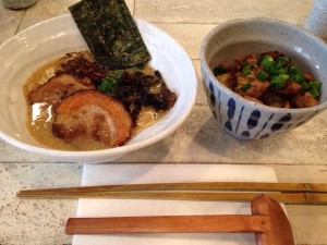 Lunch deluxe  Tondaku ramen with chashu rice bowl 
